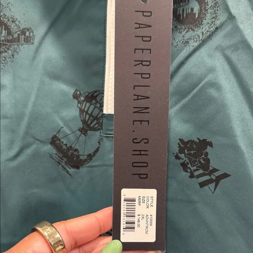 Paper planes Teal and Beige Jacket with Black Details‎